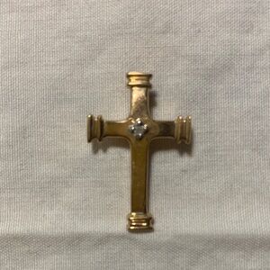 Gold Cross Pendant with Small Center Accent